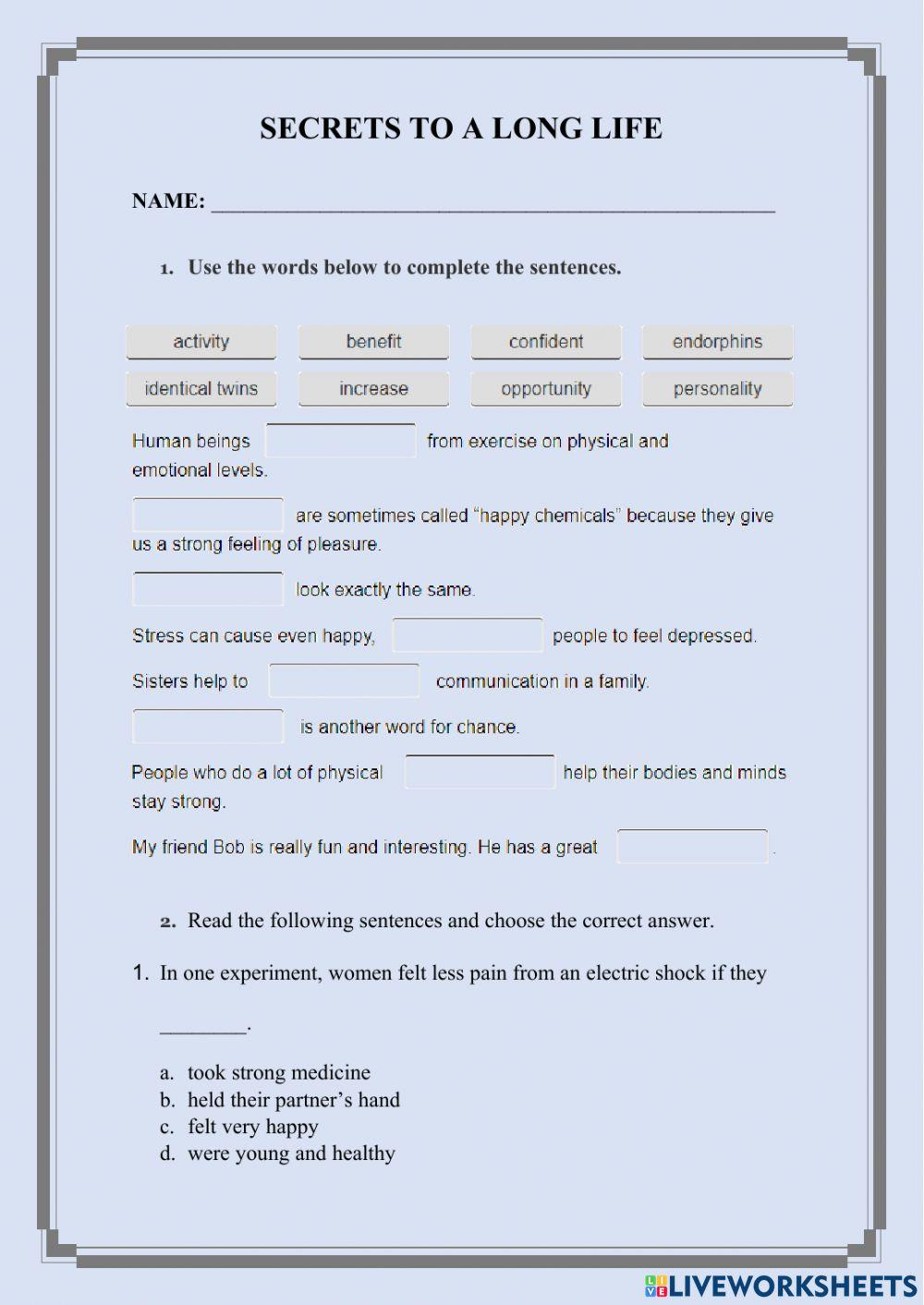 Secrets to a long life