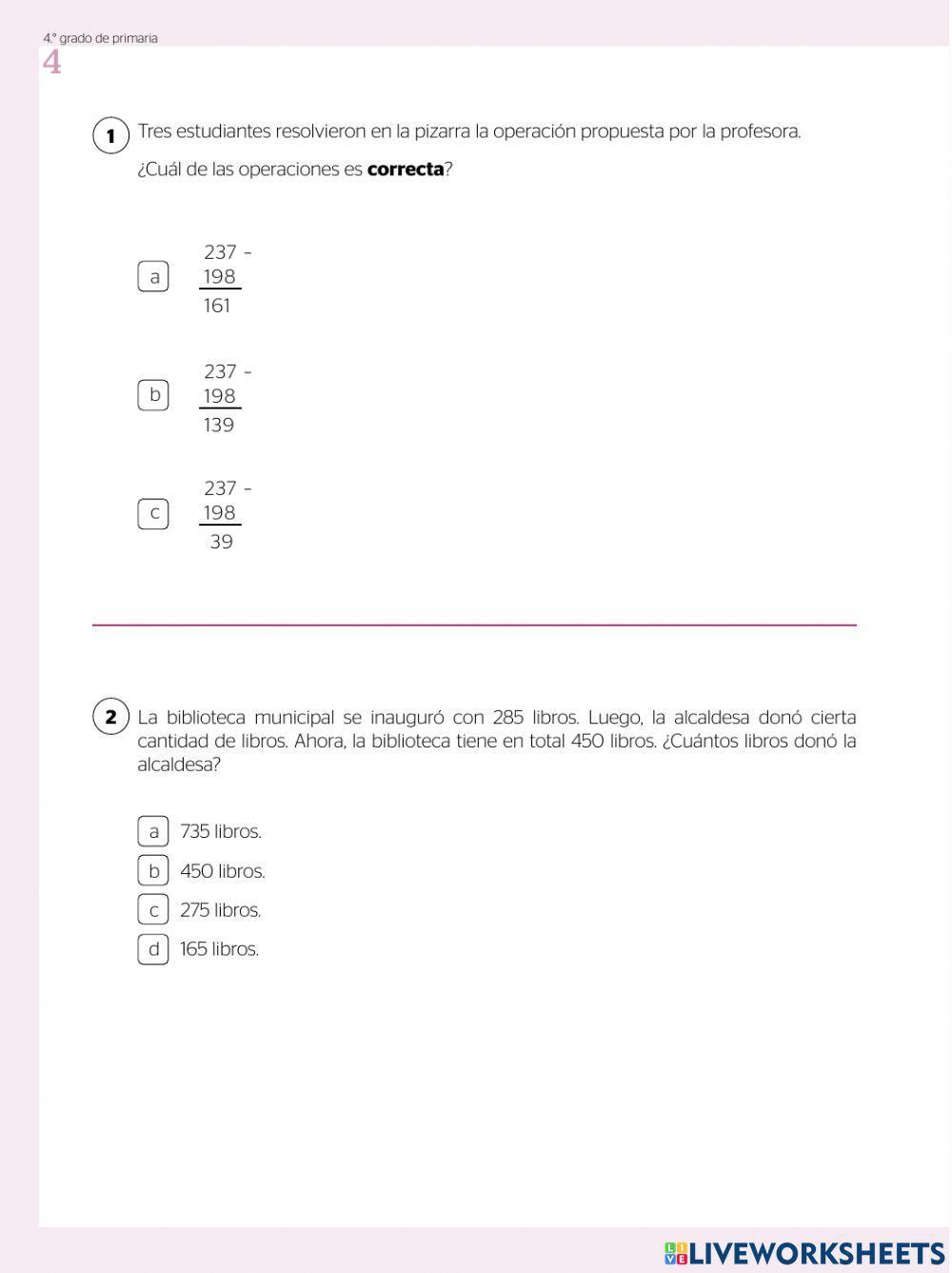 Evaluación diagnóstica 4to de primaria parte 1