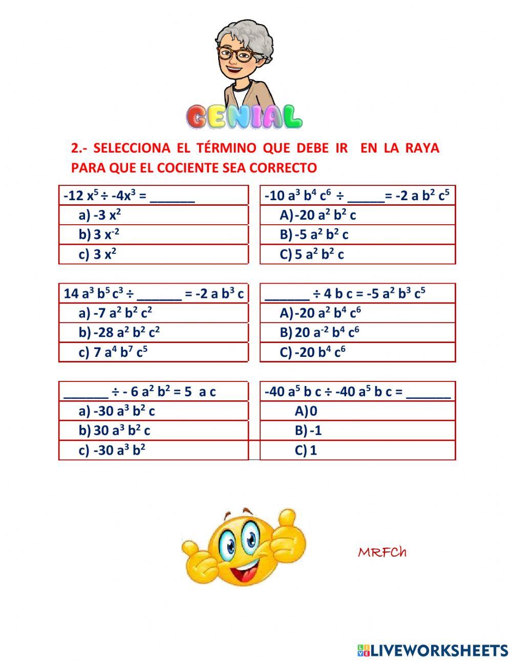 Cociente de monomios