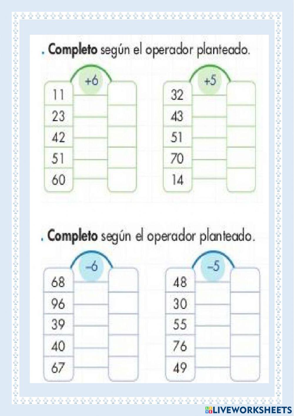 Operadores de suma y resta