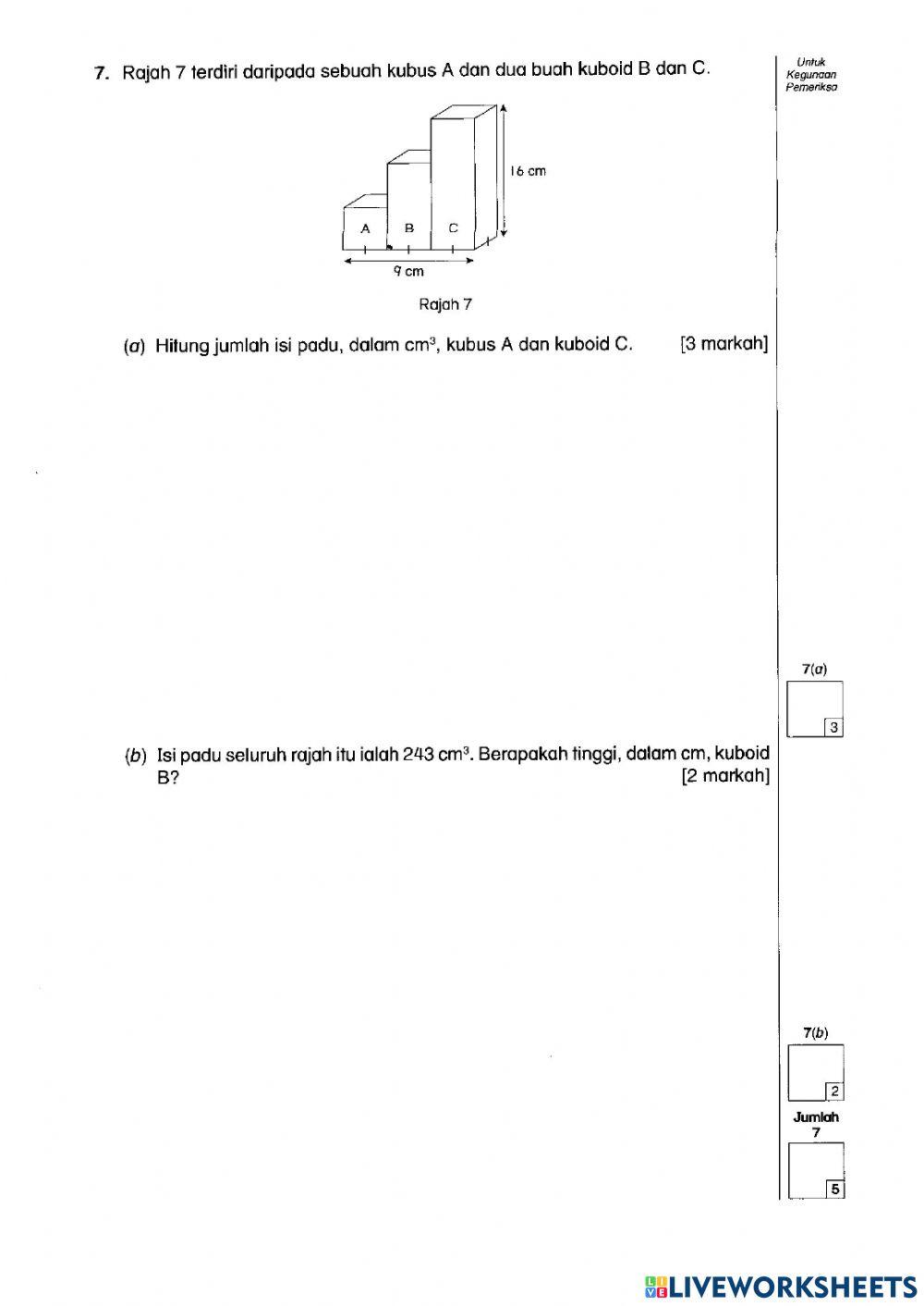Matematik T6 Ruang - Penyelesaian Masalah B