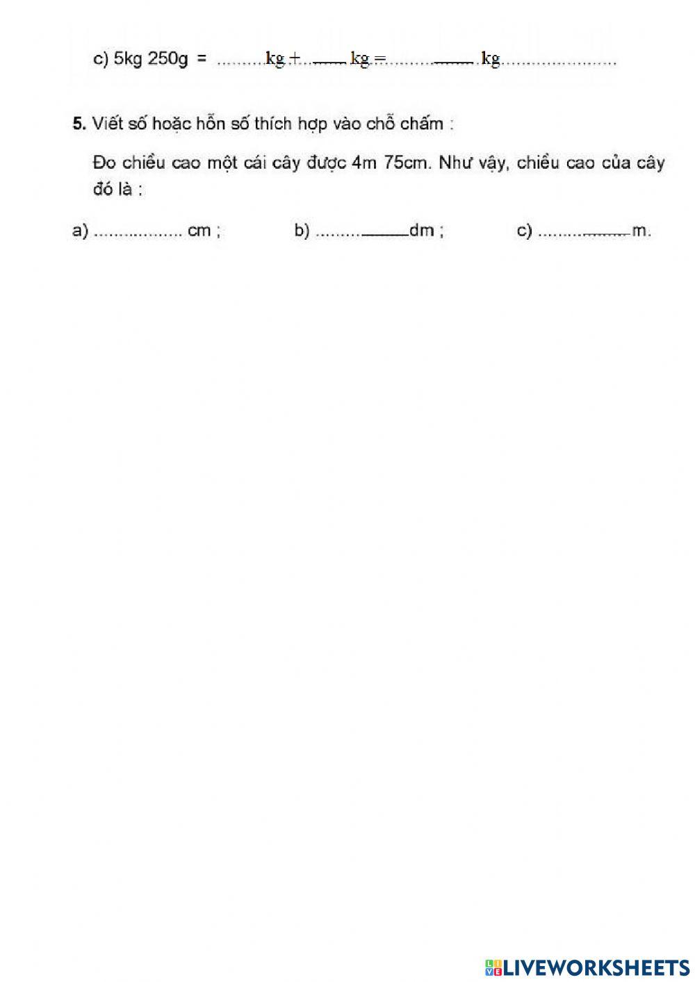 Vở bài tập toán 5- tiết 12