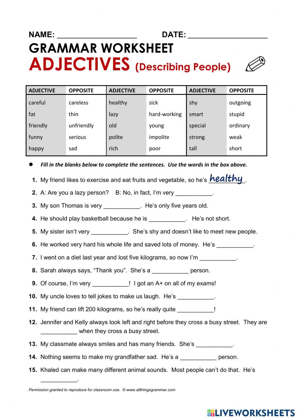 Exercise - Adjective