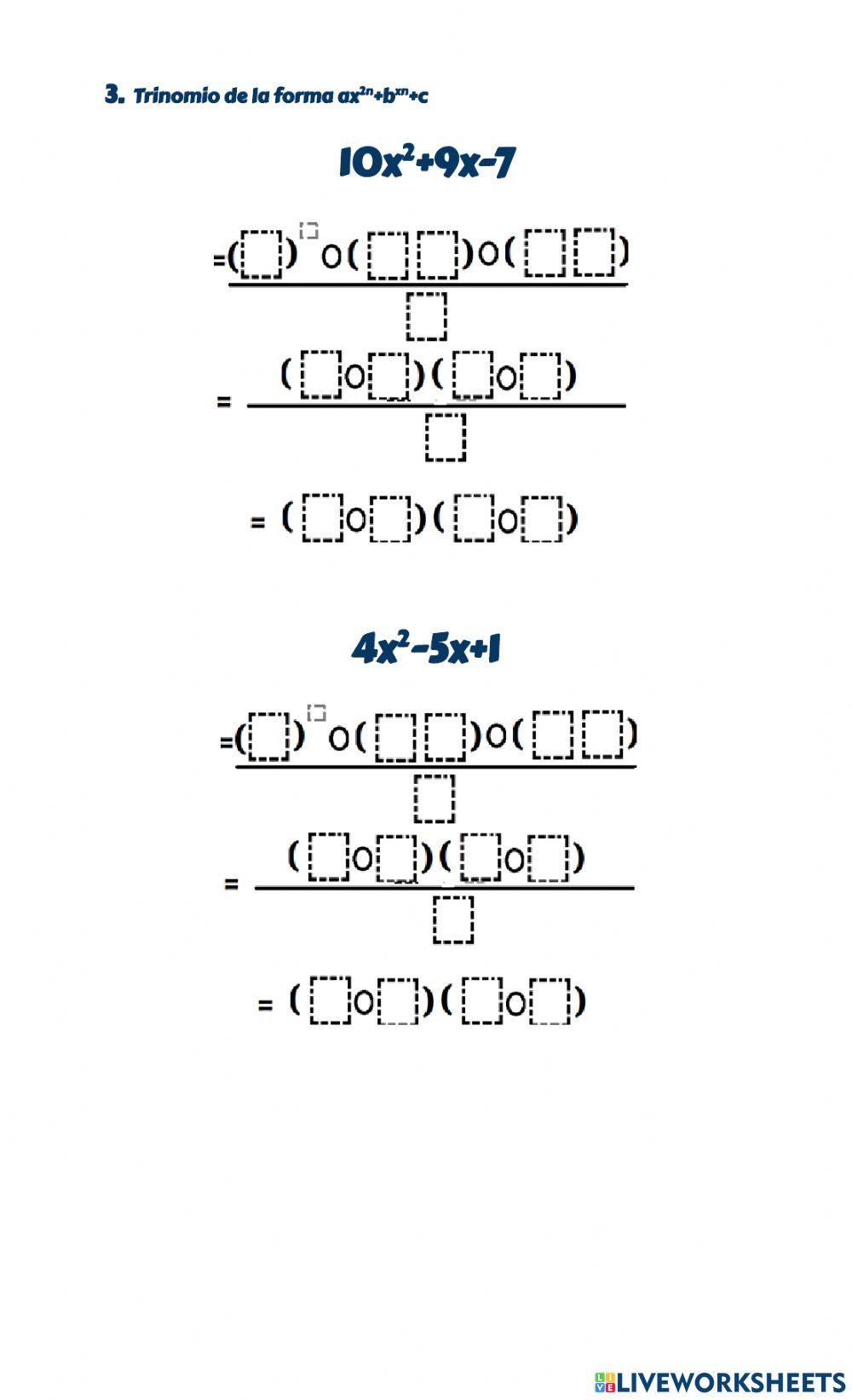 Repaso casos de factorización