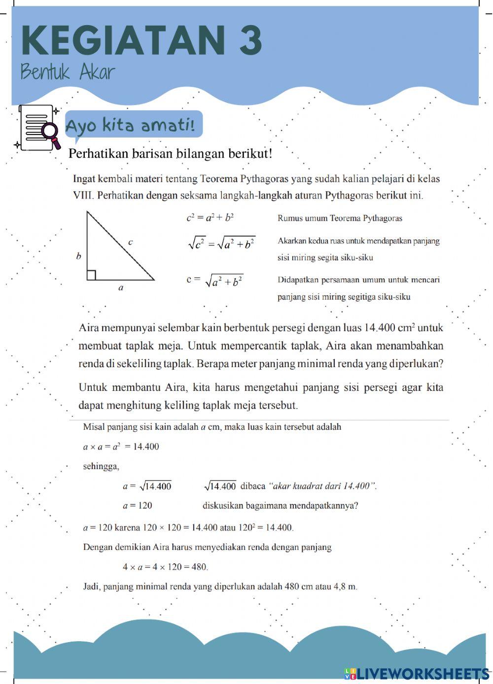 Pangkat Nol, Pangkat Negatif dan Bentuk Akar