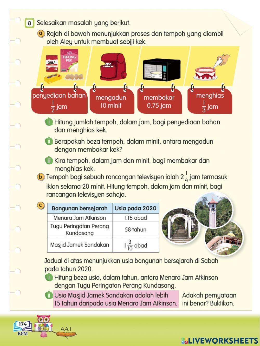 Matematik tahun 5 masa dan waktu ms 174