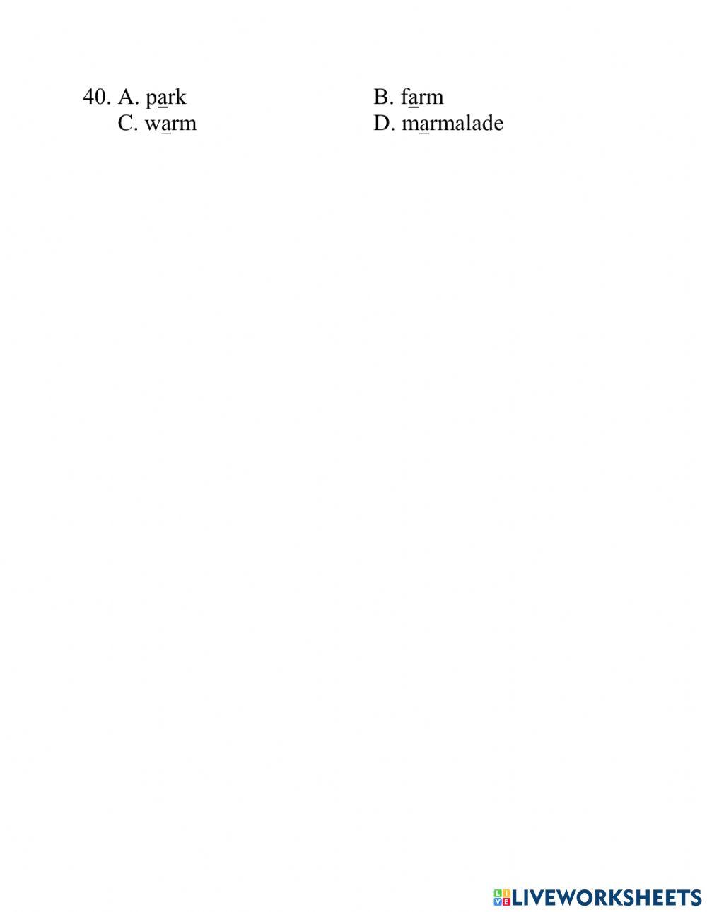 Test lớp 7 PRONUNCIATION unit 1