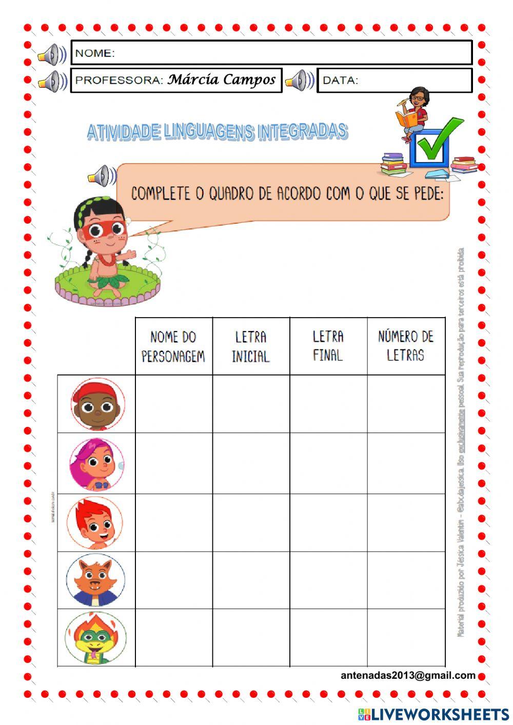 Letra inicial e final