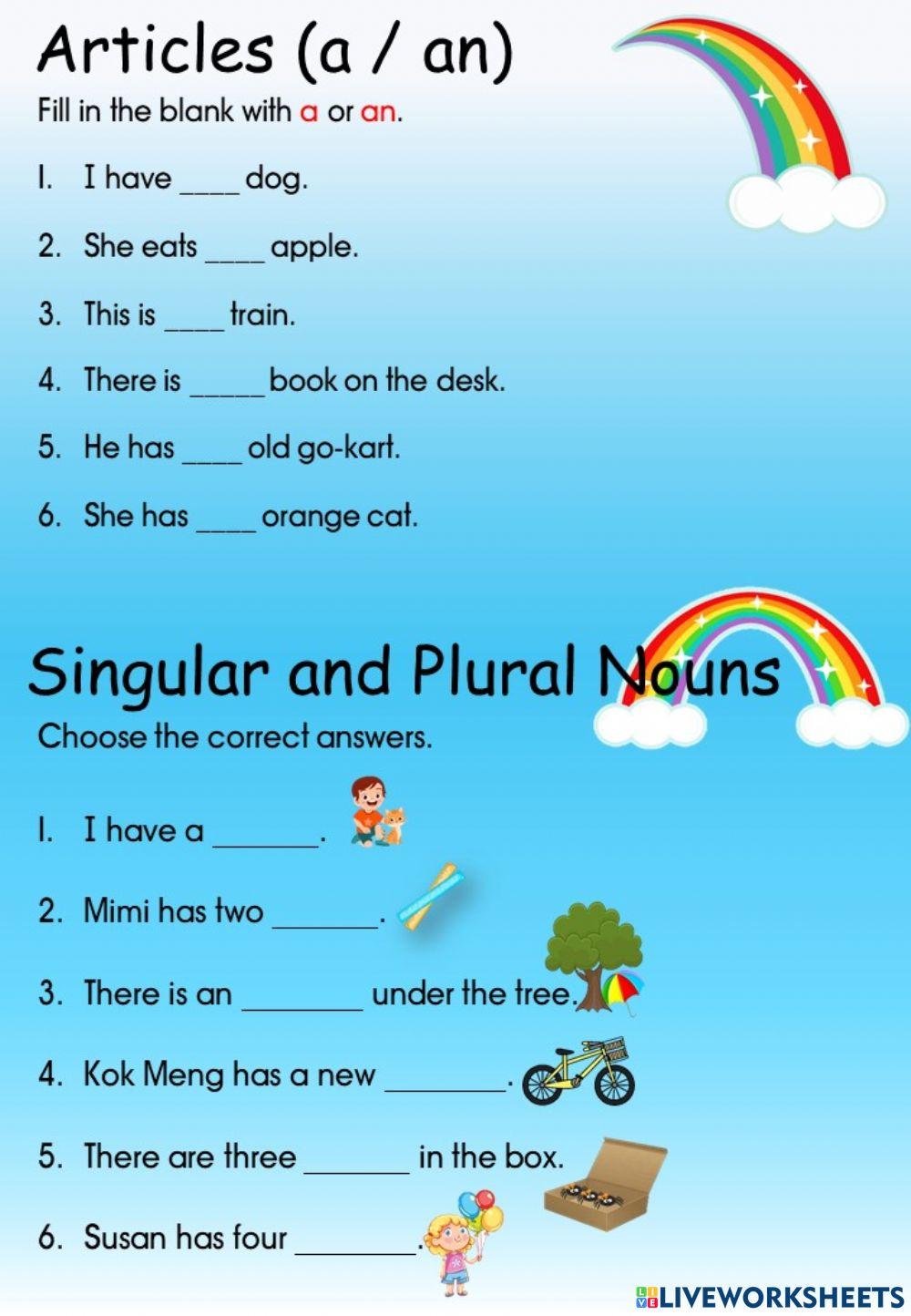 Articles & Singular and Plural Nouns