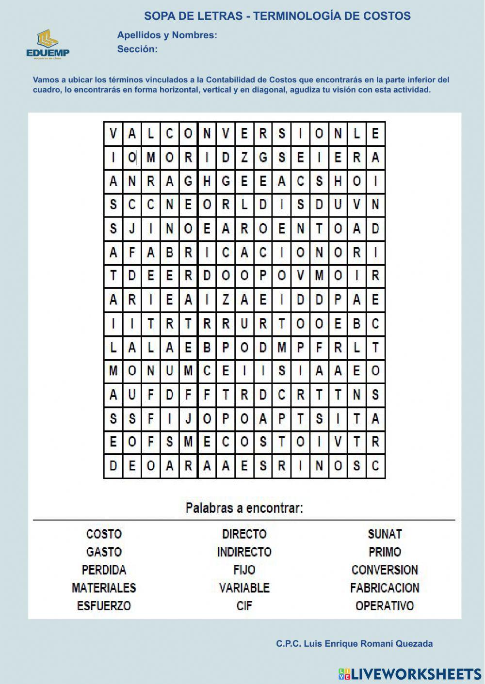 Terminología de costos