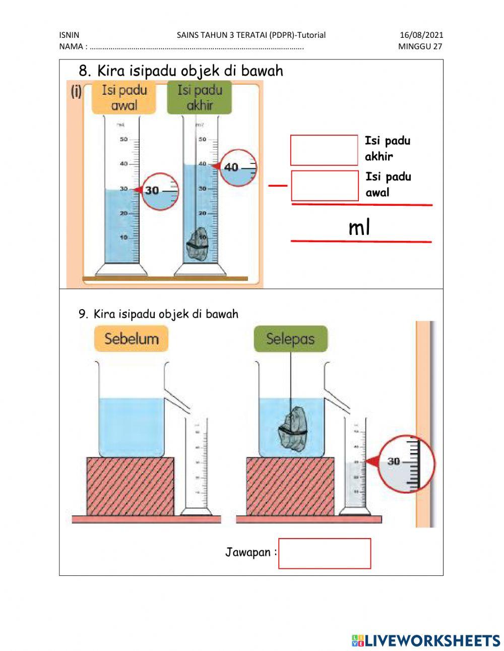 Mengukur Isipadu Cecair: Sains Tahun 3