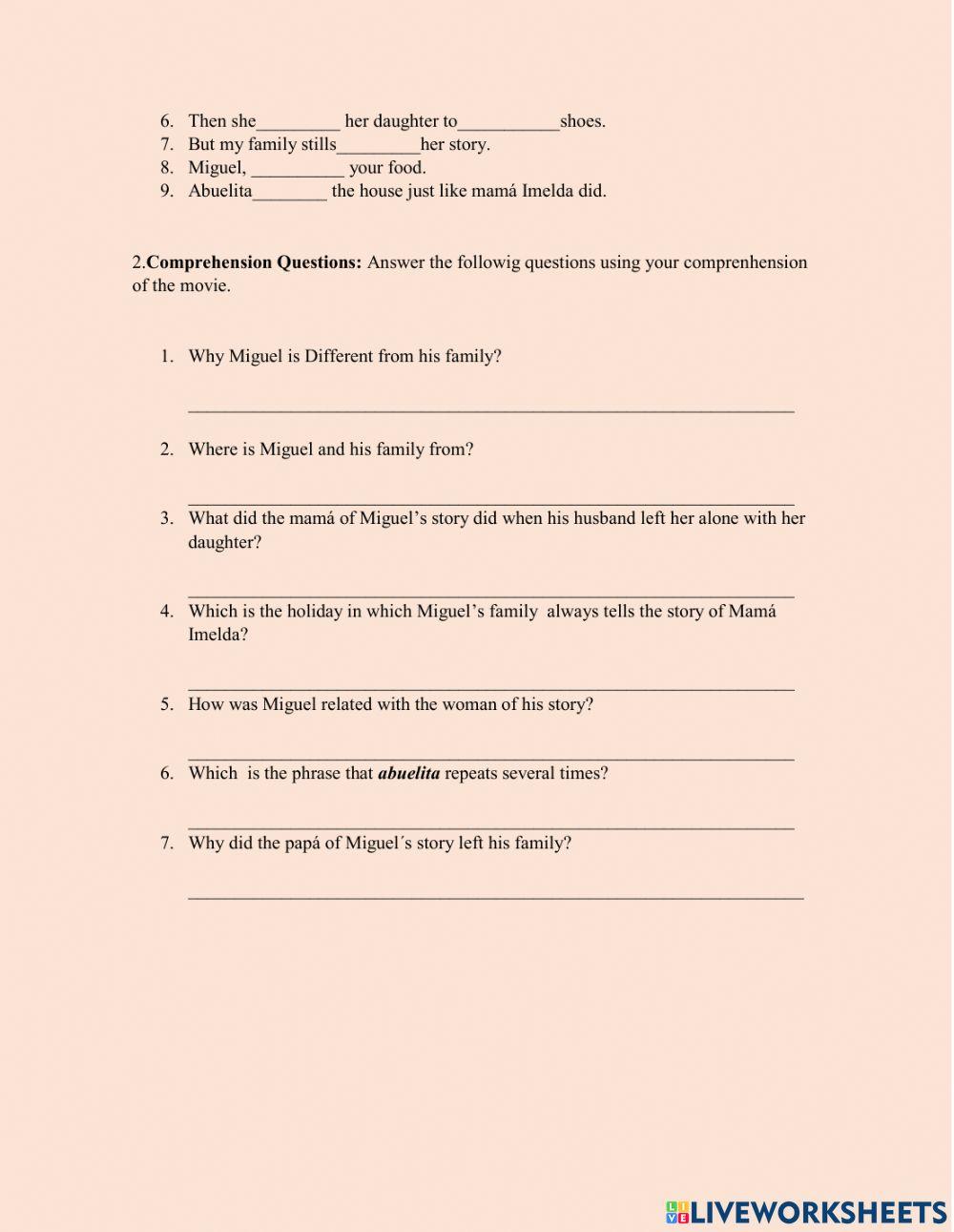 Coco Movie Worksheet 3299027 Olga Ondina Rivera