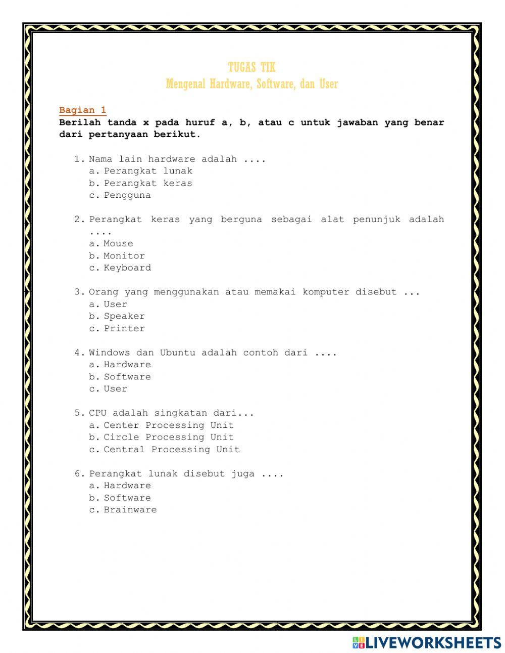 Mengenal Hardware, Software, User