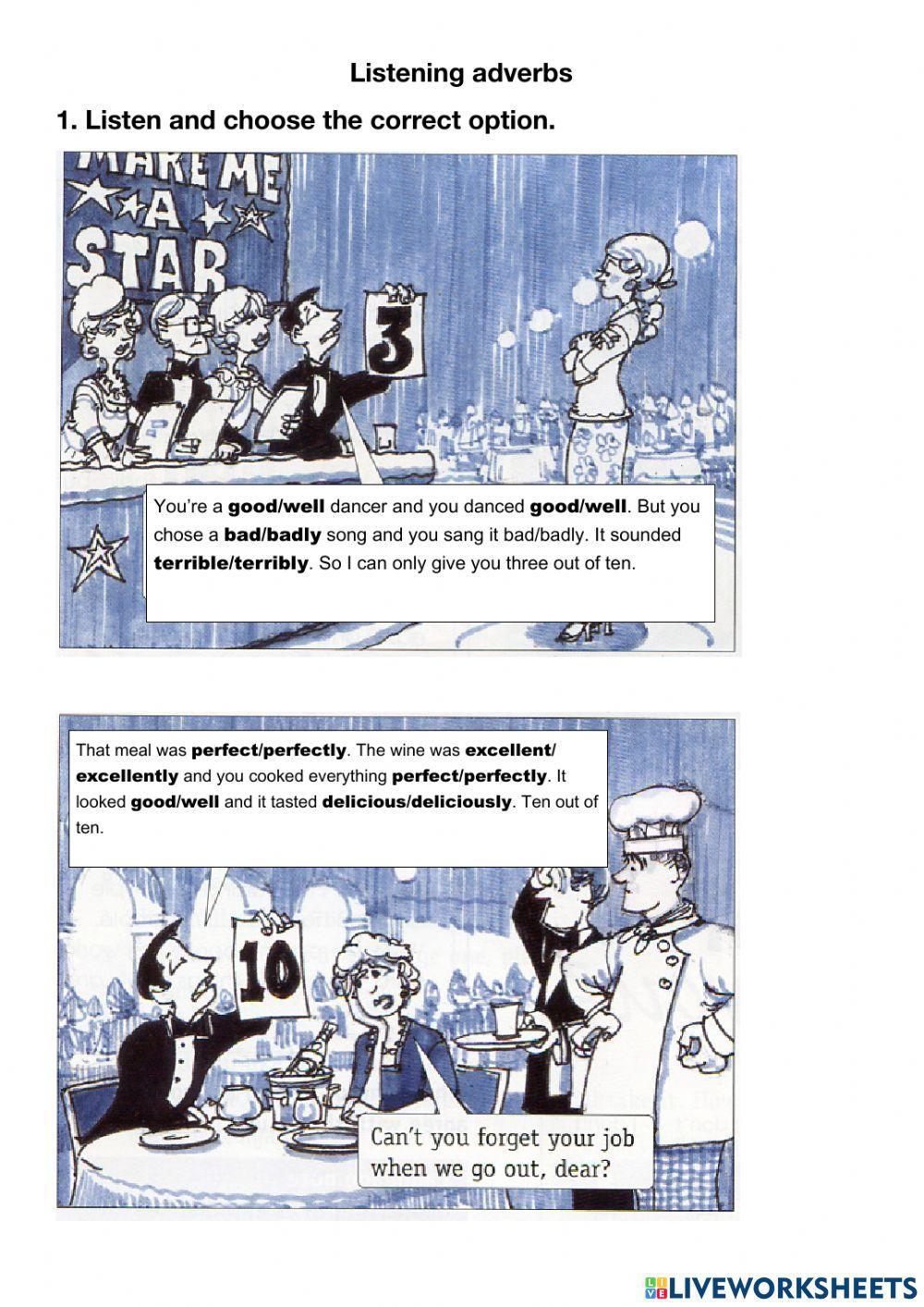 Listening adverbs-adjectives