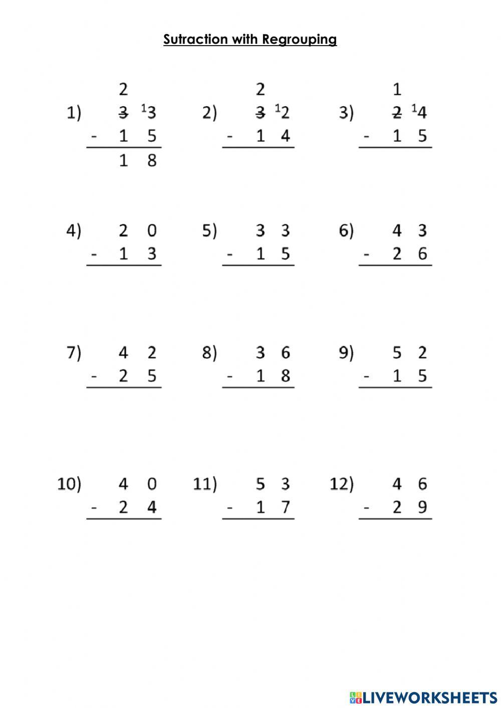 Subtraction with Regrouping
