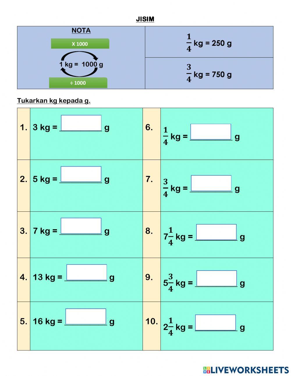 Penukaran unit jisim