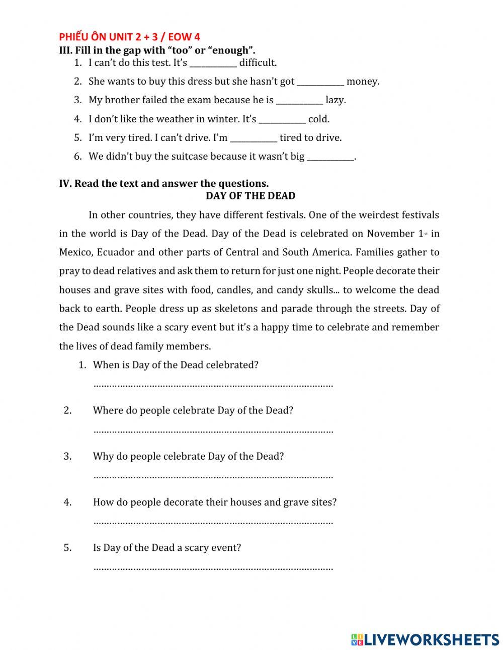 Phiếu ôn 2+3 - EOW4