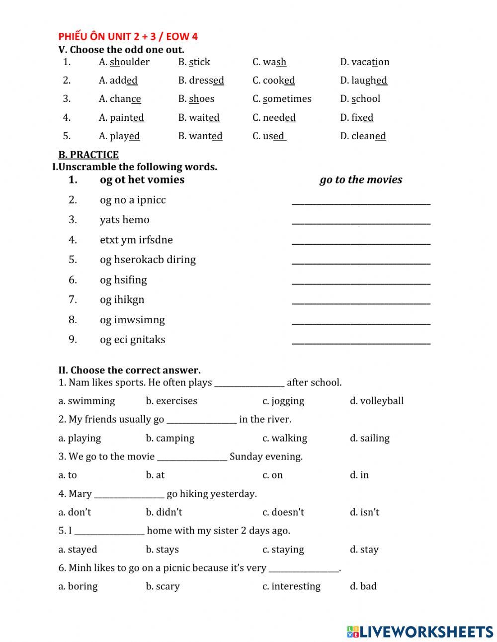 Phiếu ôn 2+3 - EOW4