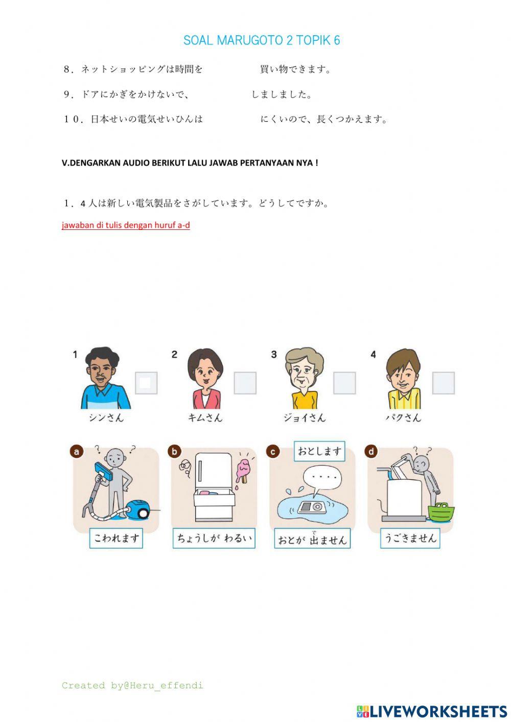 Soal marugoto 2 topik 6