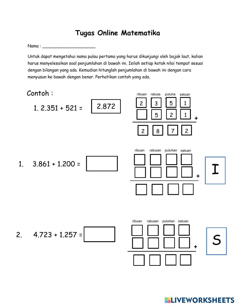 Tugas Online Matematika Senin, 16 Agustus 2021