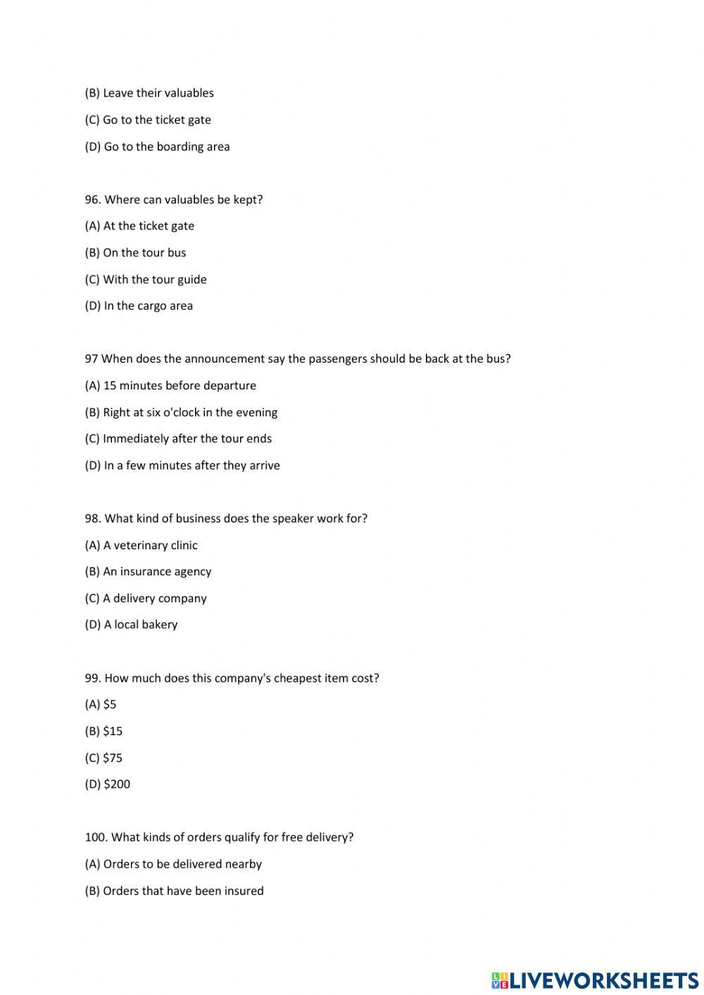 Toeic practice test-part 4