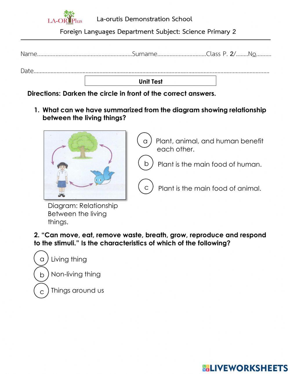 Living things and non-living things.