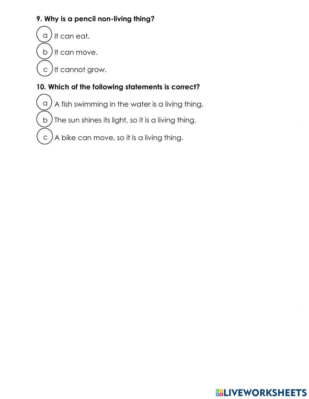 Living things and non-living things.