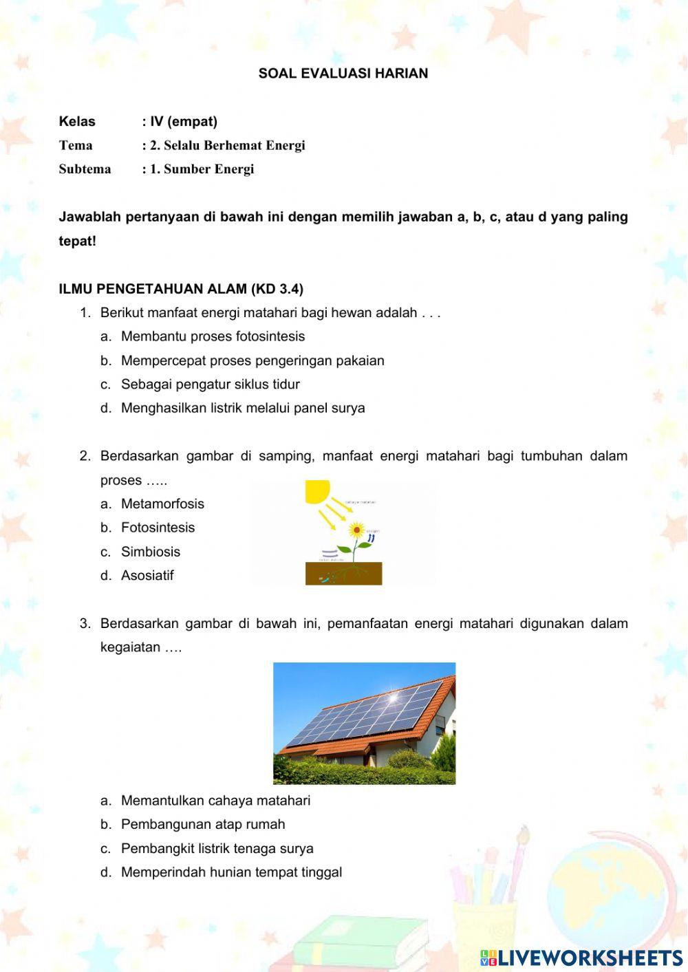 Evaluasi kelas iv tema 2 st1pb1