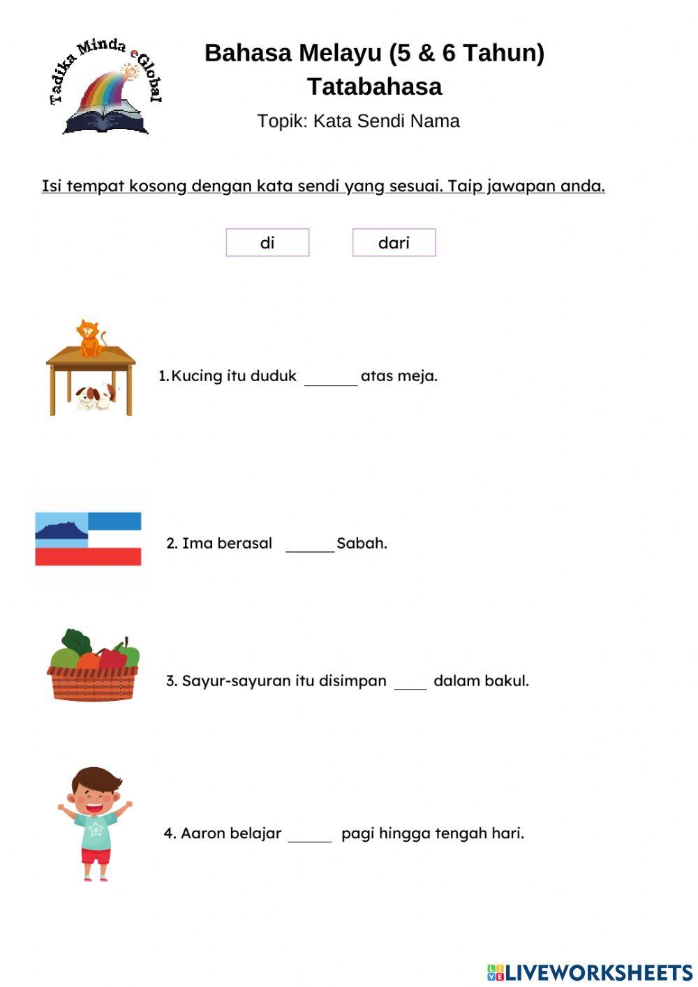 5 & 6 Tahun: Bahasa Melayu (Kata Sendi Nama)