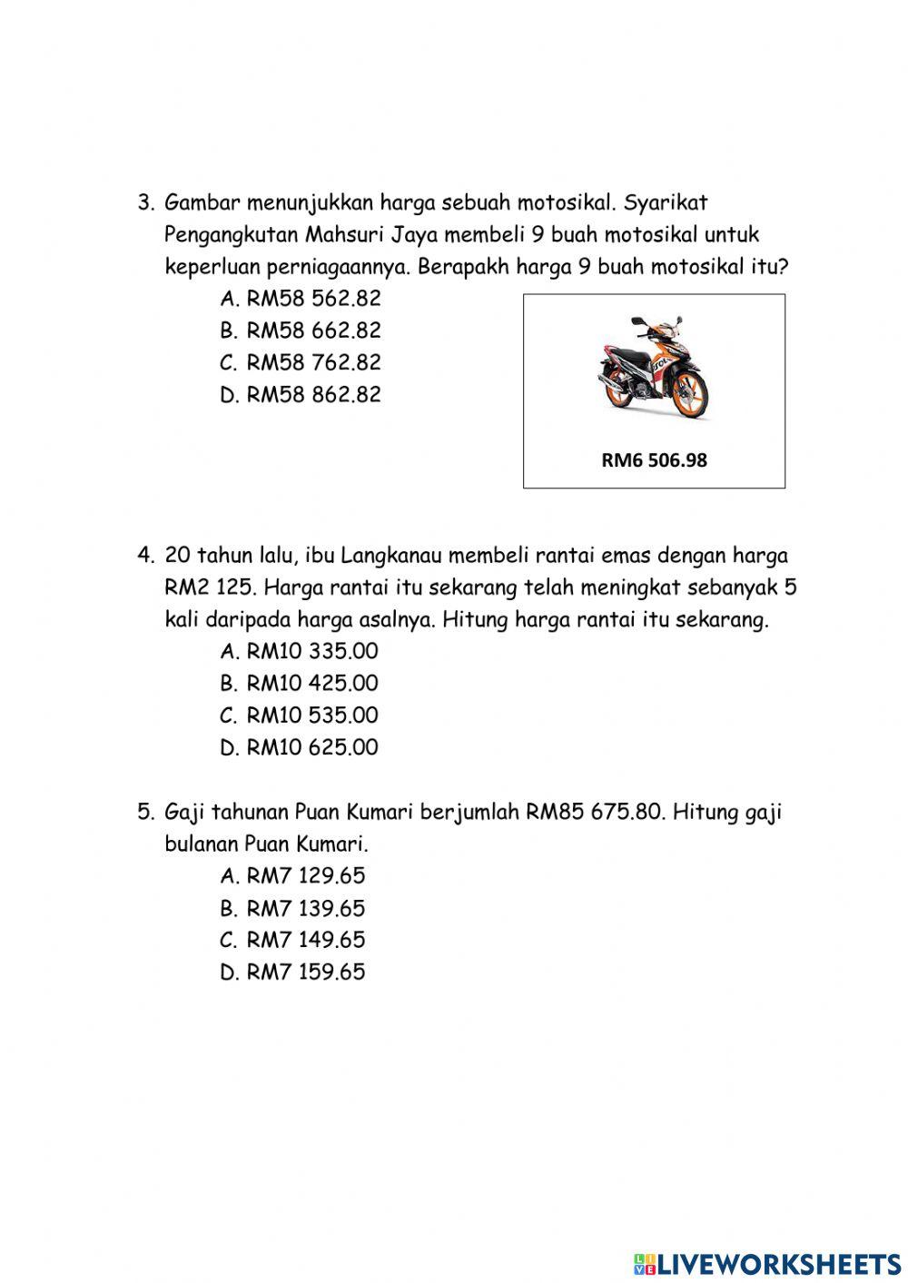 Penyelesaian Masalah Wang Tahun 4