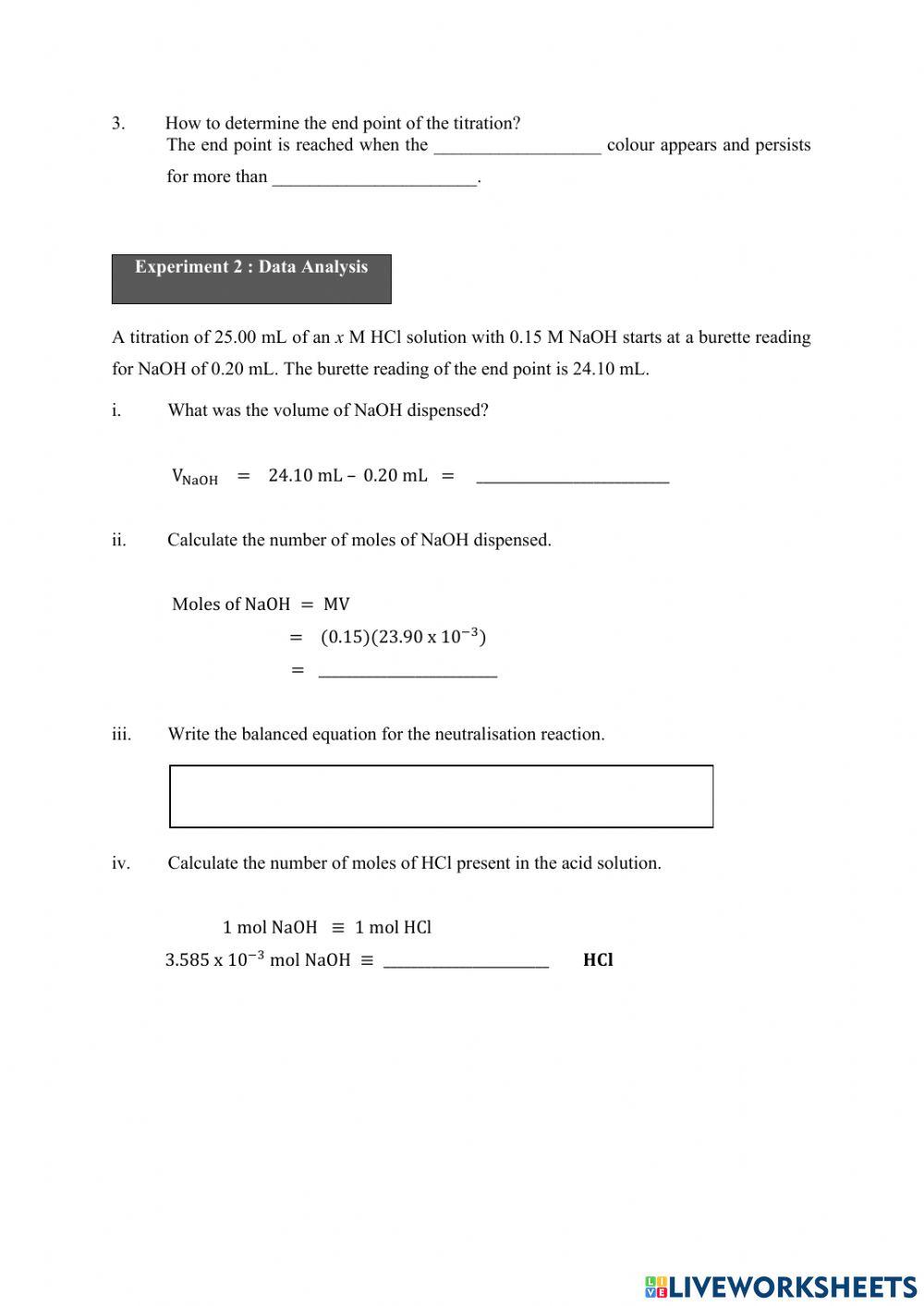 Acid Base Calculations Worksheet