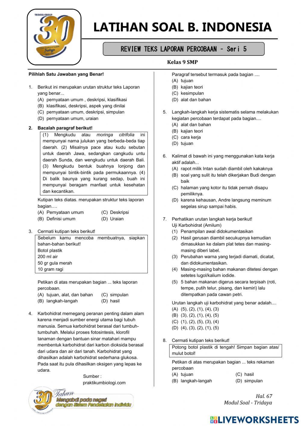 Review teks laporan percobaan