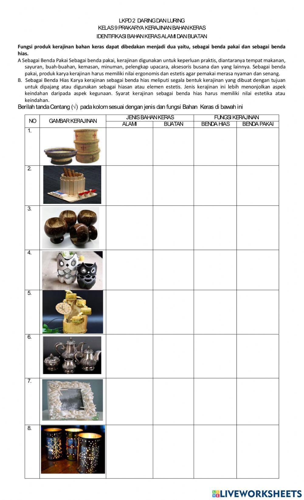 LKPD Kerajinan Bahan Keras