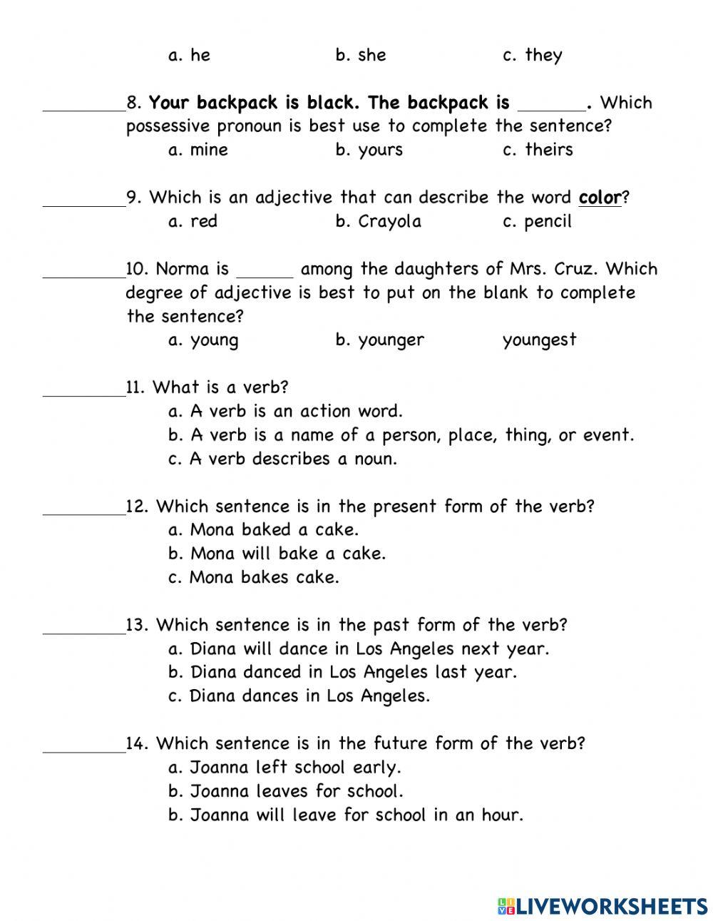 Assessment Test - English 3 SY 2021-2022