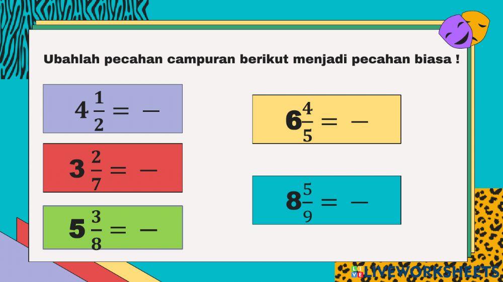 Mengubah pecahan campuran menjadi pecahan biasa