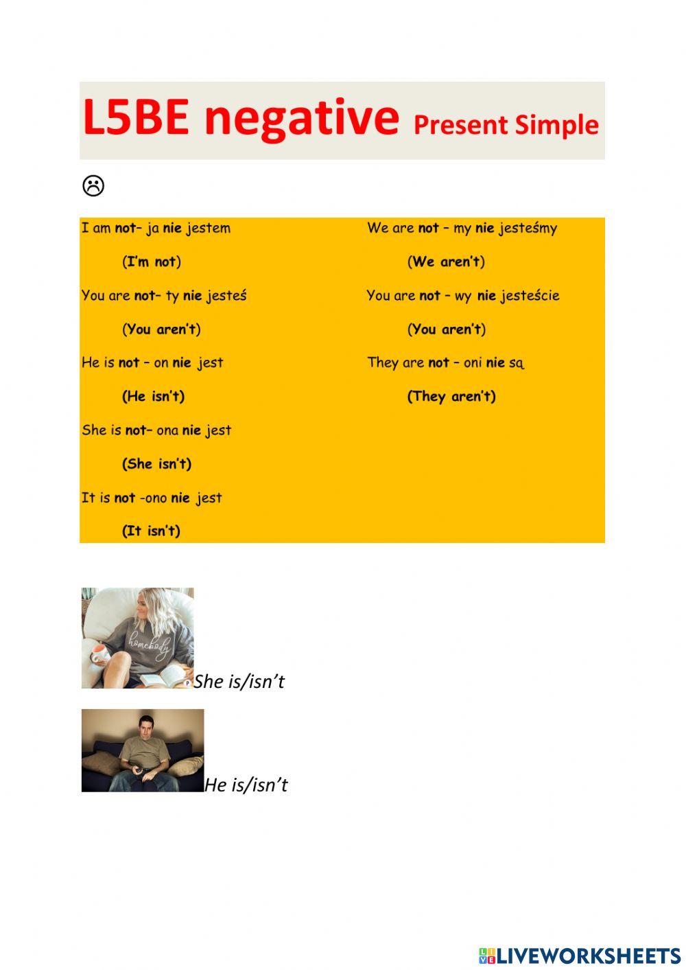 L005BE negative Present Simple