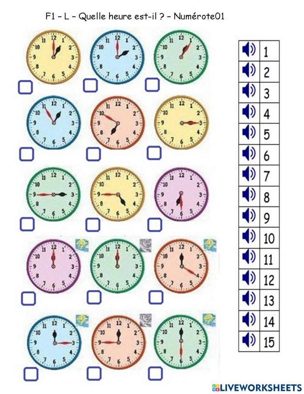 F1 - L - Quelle heure est-il? - Numérote 01