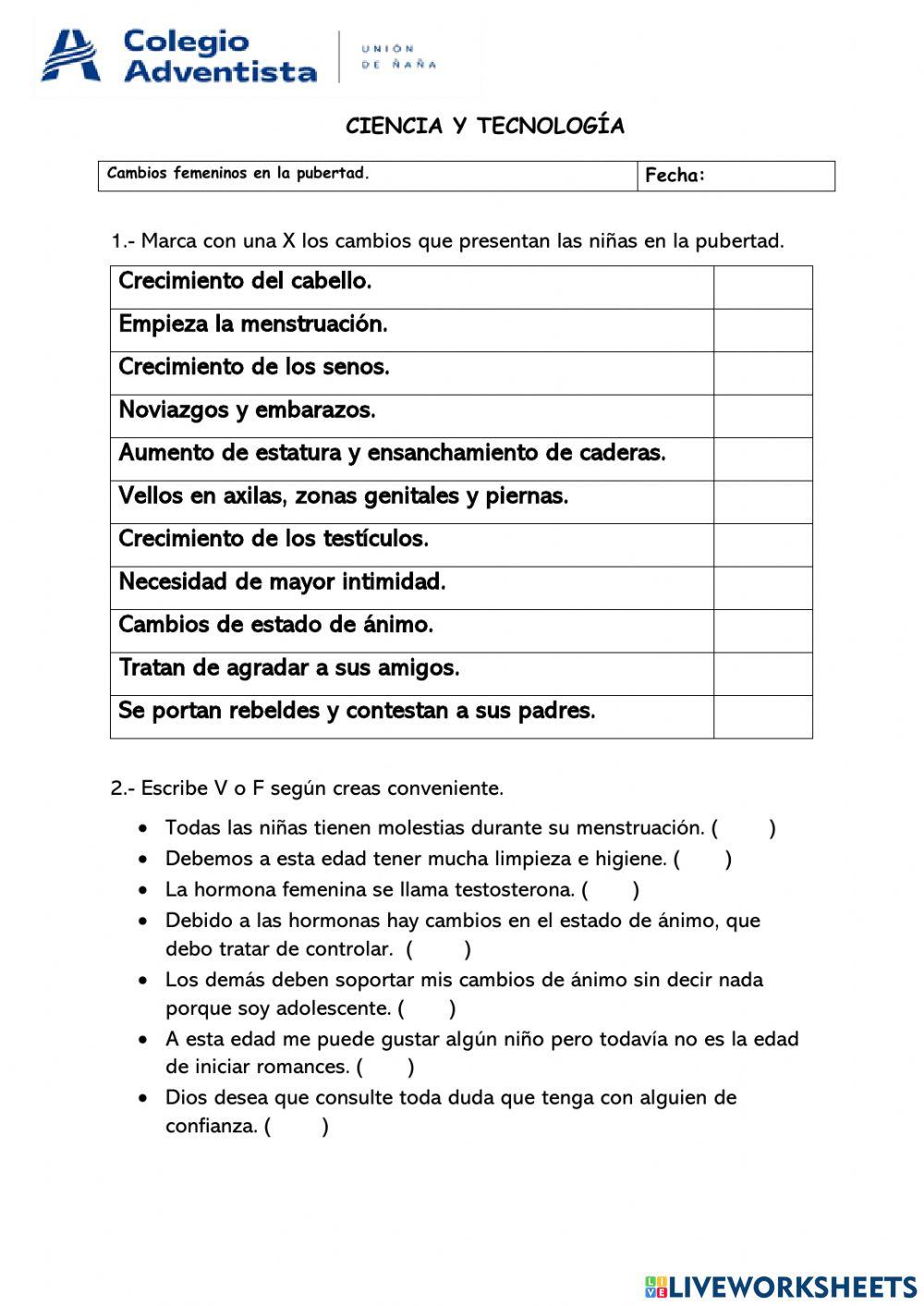Cambios femeninos en la pubertad