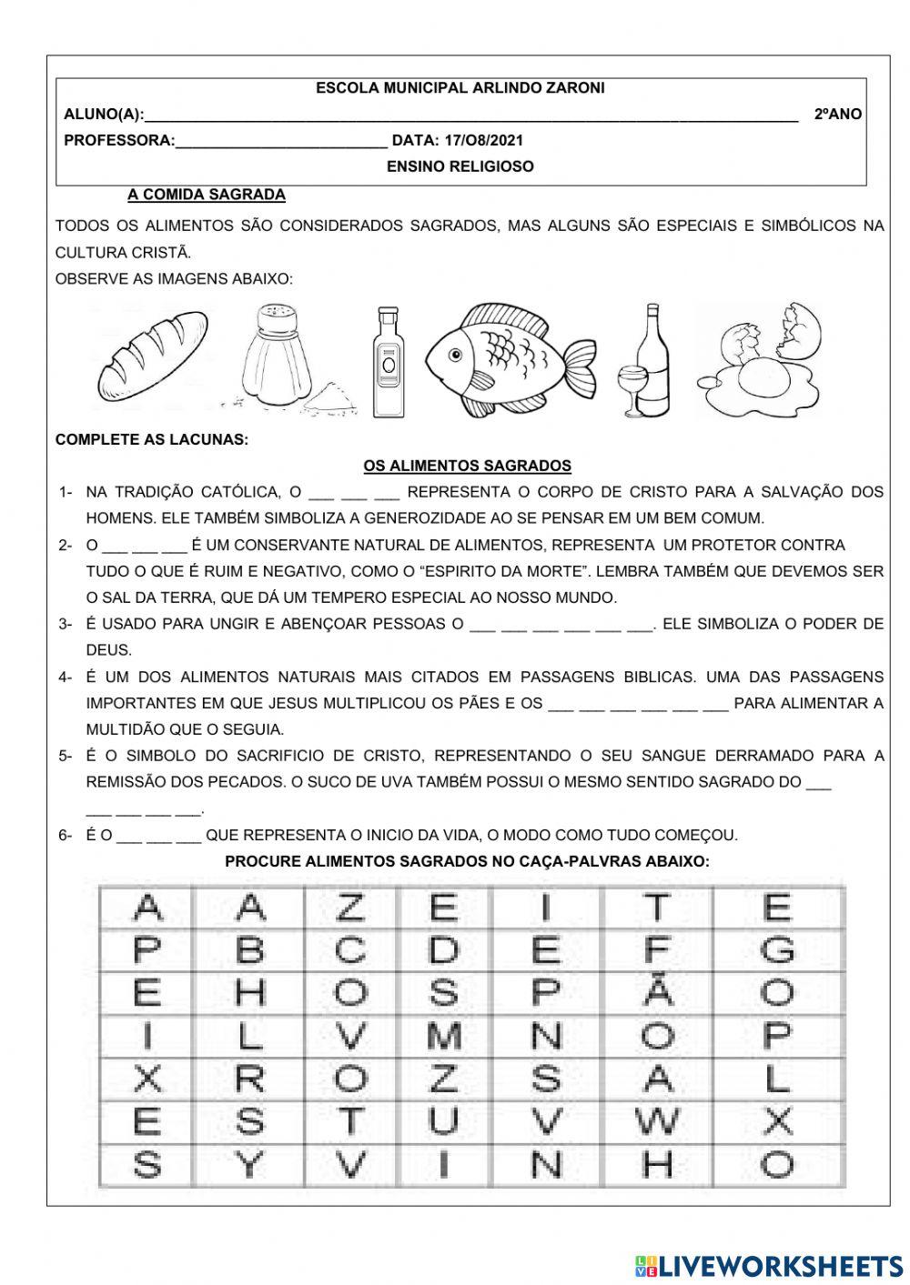 Atividade de ensino religioso