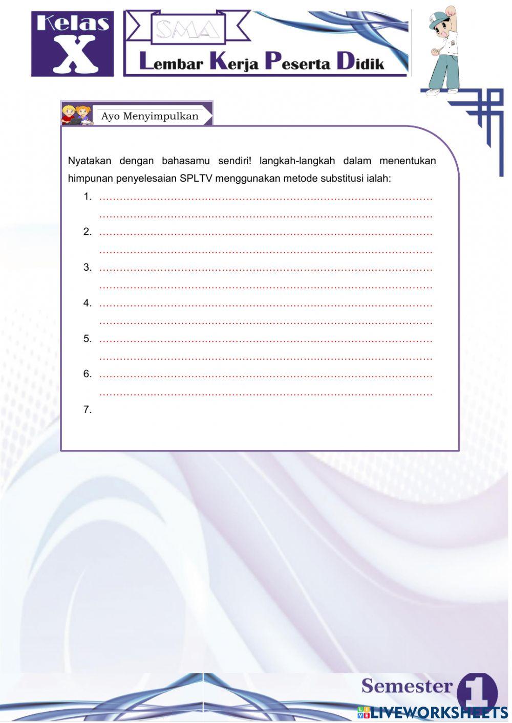 LKPD SPLTV 1 (Sistem Persamaan Linear Tiga Variabel)