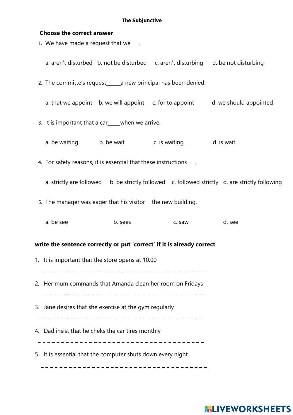 Grado 11: test subjuntive recuperacion