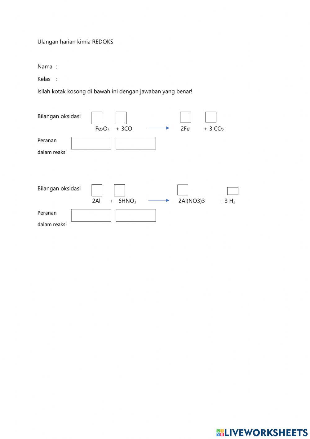 Ulangan harian 1 redoks essay