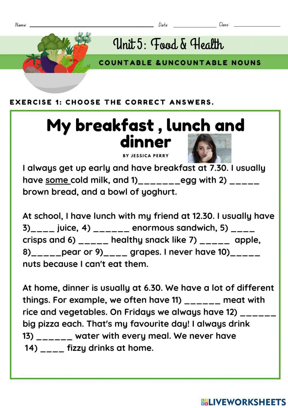 Unit 5 Food& Health (countable and countable nouns) Unit 5 Food& Health (countable and countable nouns)