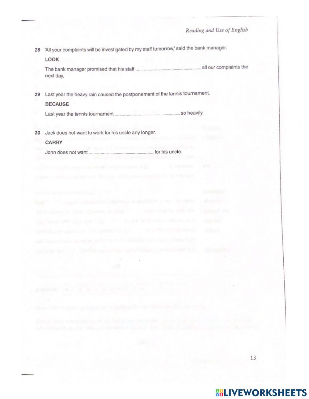 FCE mock use of English