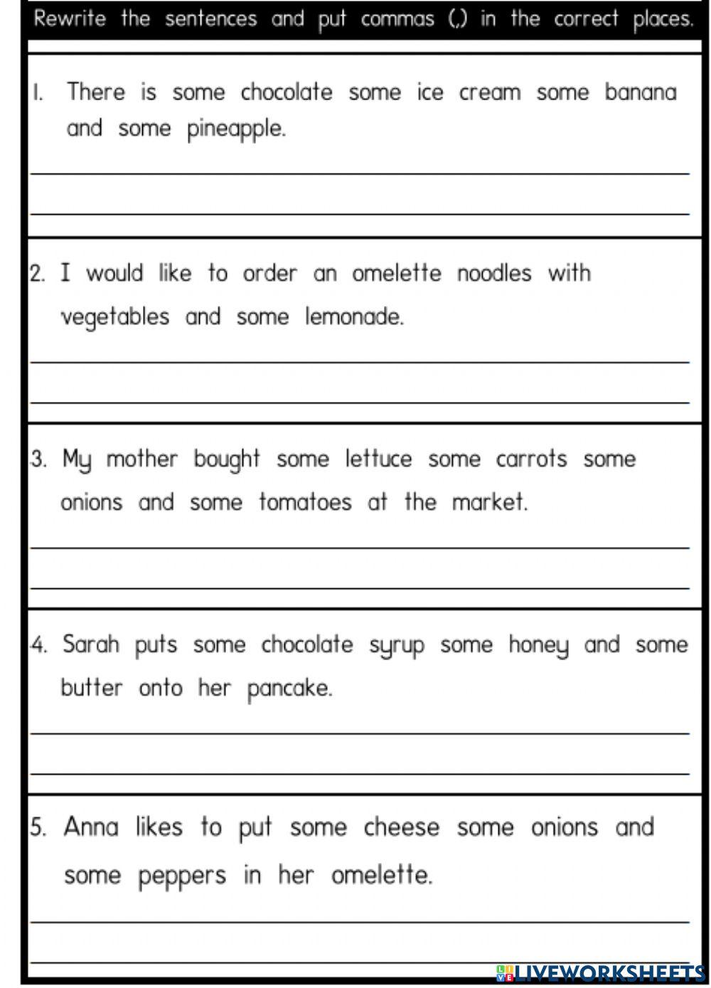 English Year 3 (comma)