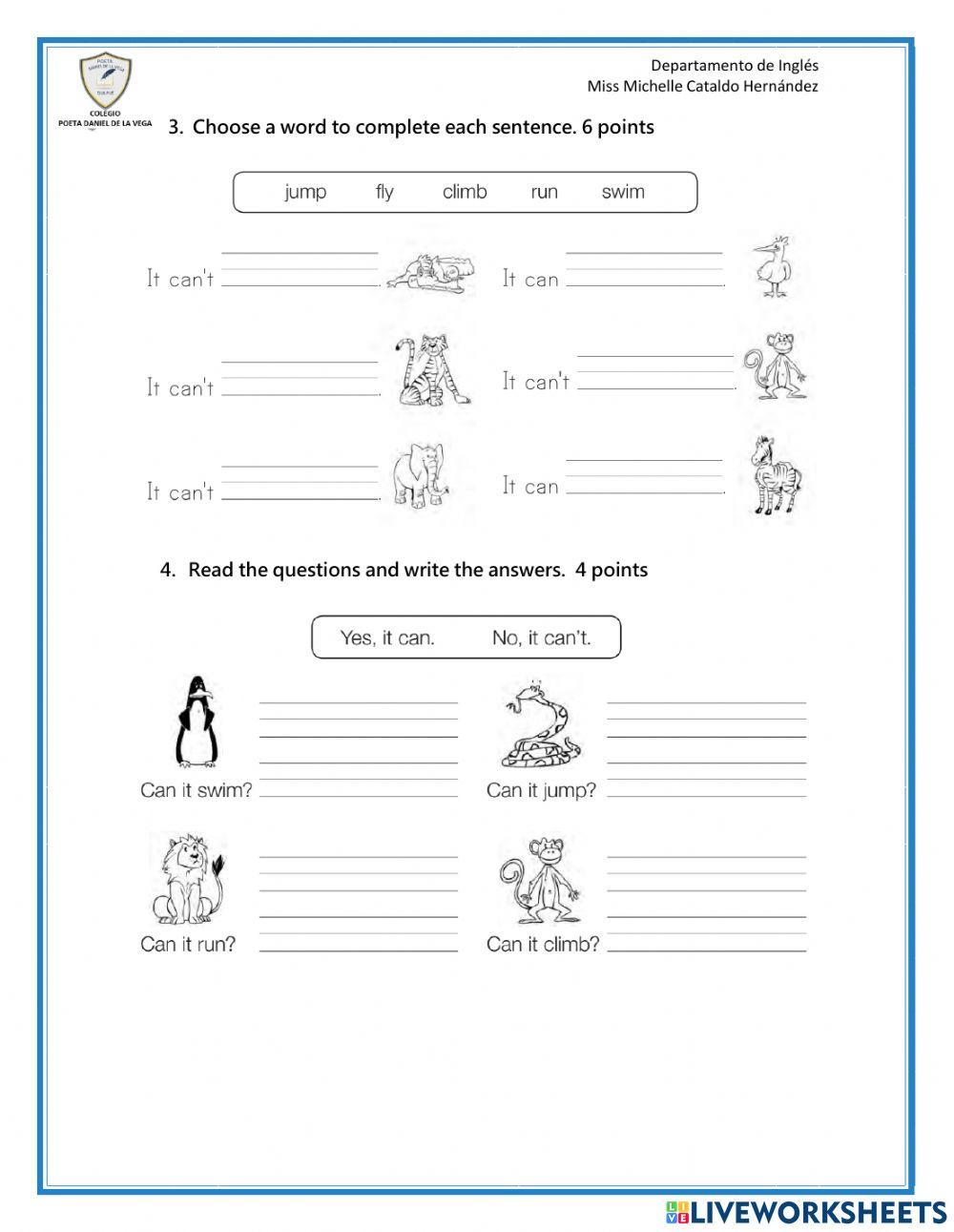 2nd Junior, Test: Unit 4