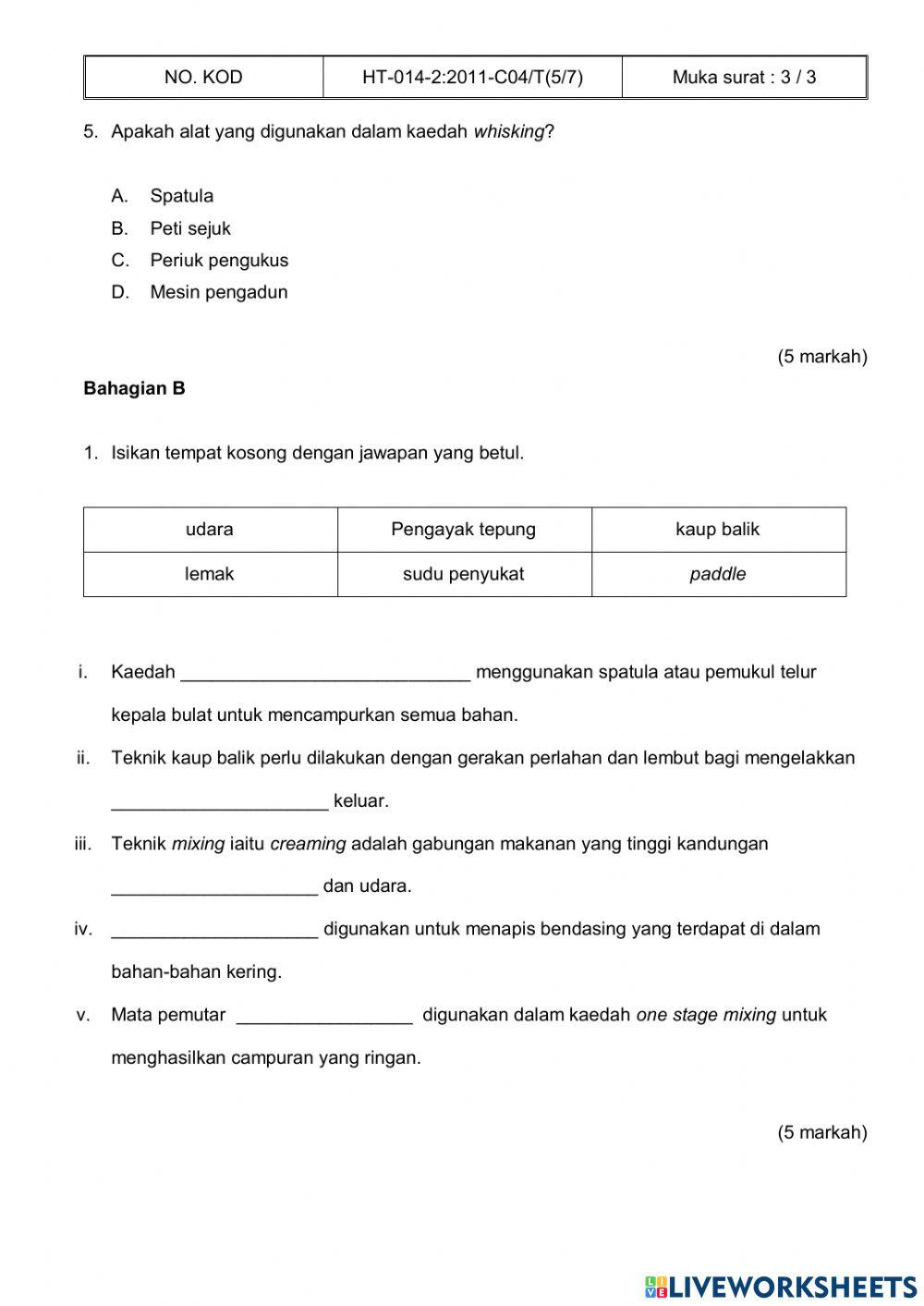 Latihan 2 (KT5) bahagian A dan B - KVS Pastri - CO4