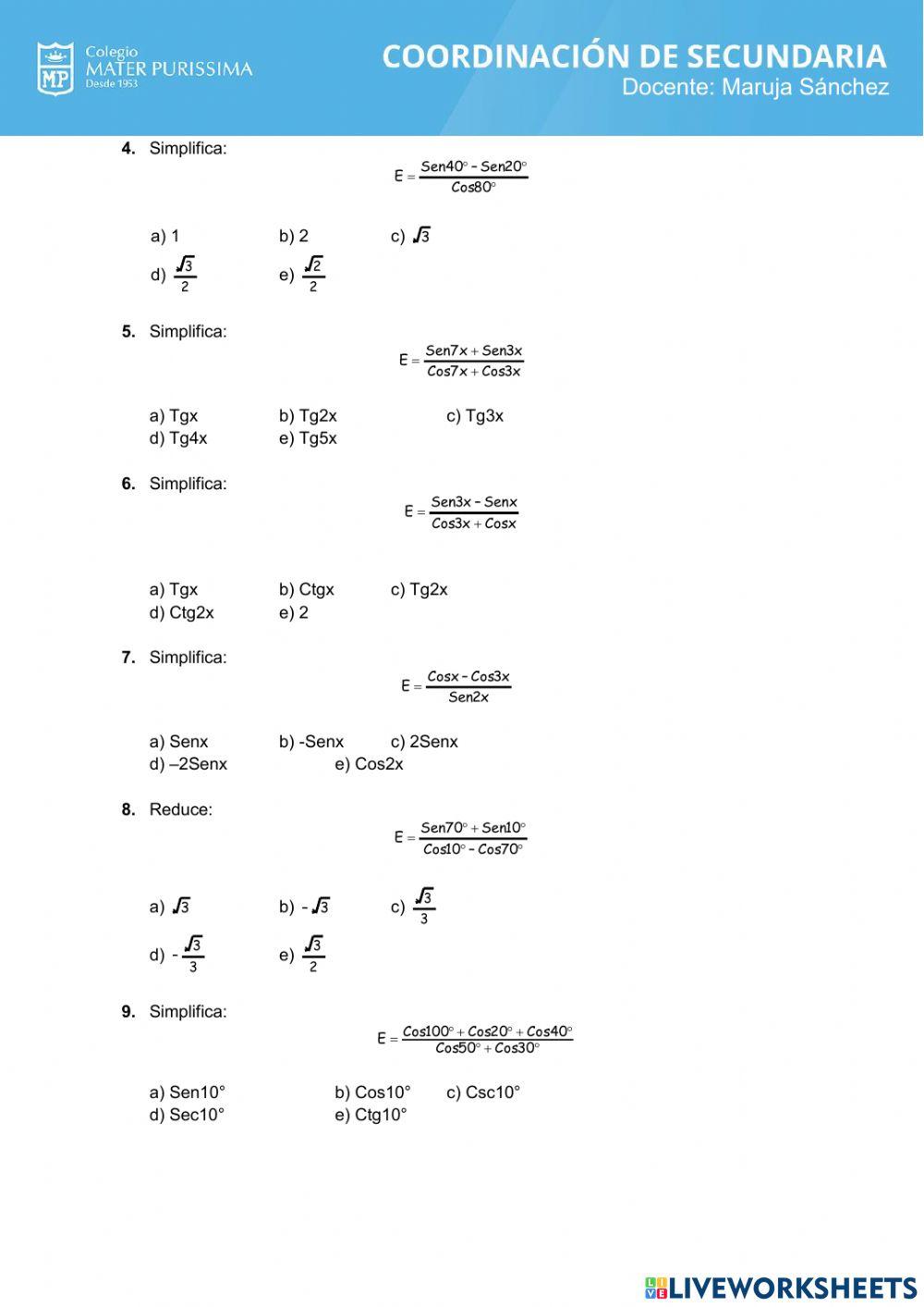 Transformaciones trigonometricas I