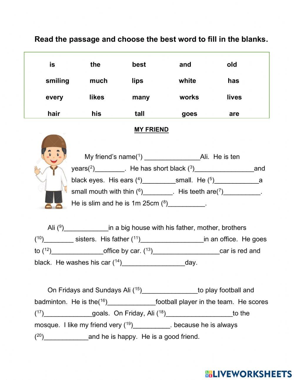 Cloze Passage For Grade 3