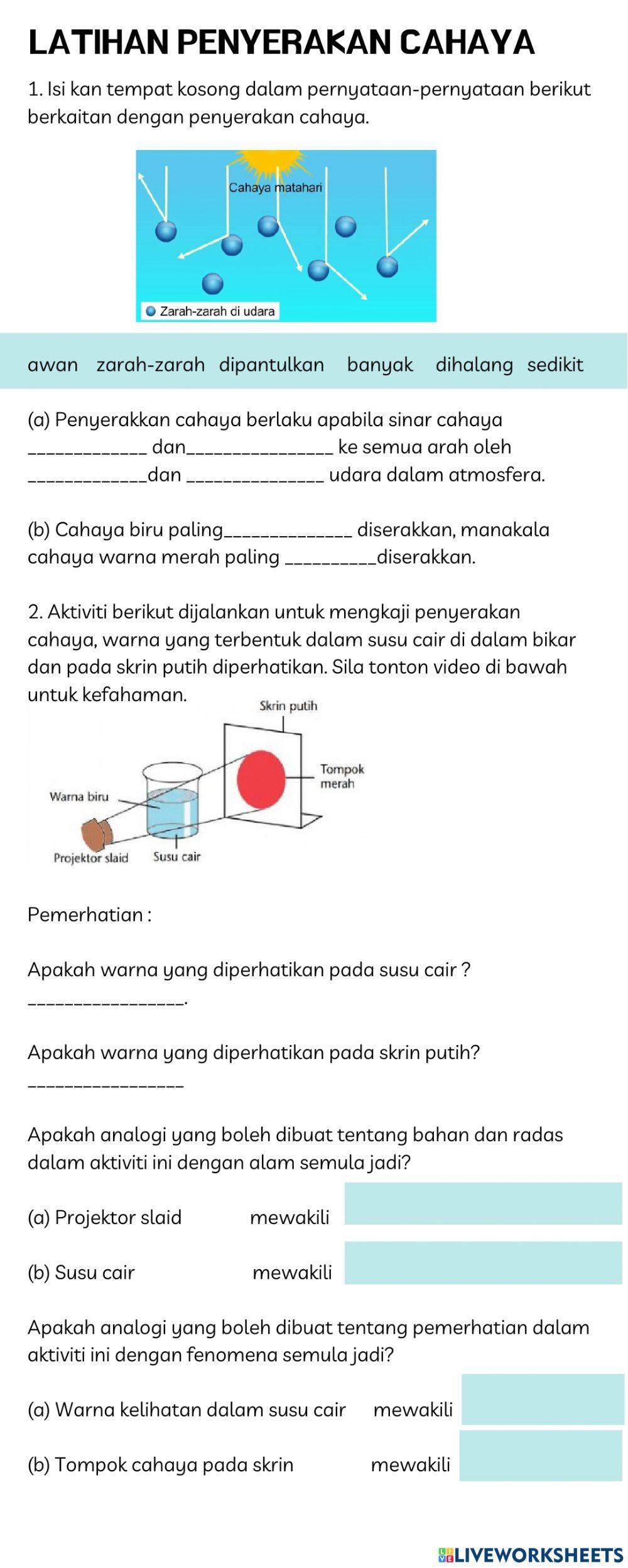 Latihan penyerakan cahaya